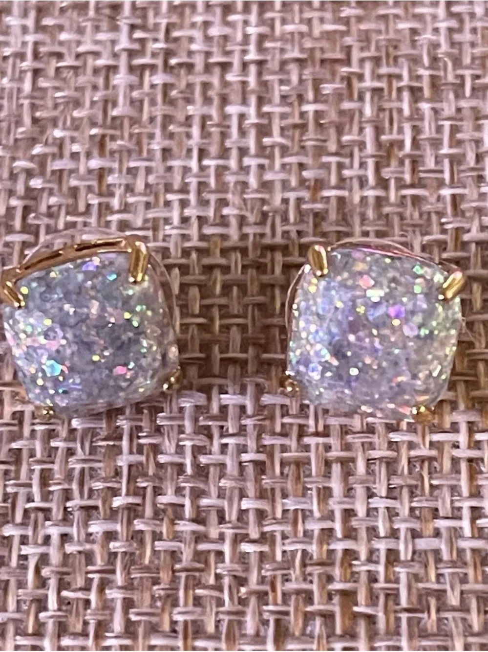 Kate Spade Glitter Opal Square Stud Earrings